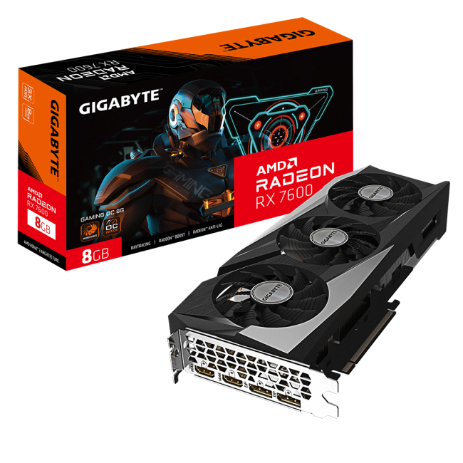 Видеокарта Видеокарта GIGABYTE Radeon RX 7600 GAMING OC 8G GV-R76GAMING OC-8GD