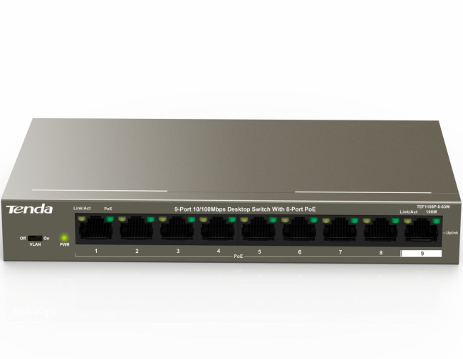 Коммутатор Tenda TEF1109P-8-63W