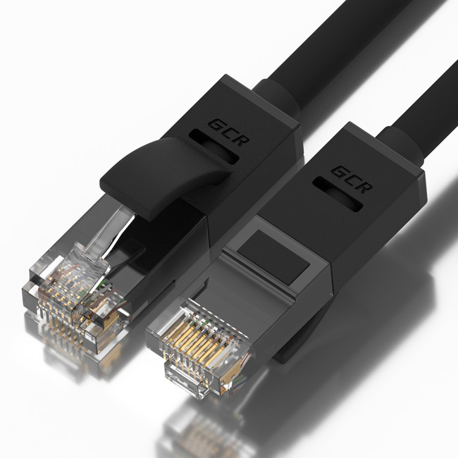 Greenconnect Патч-корд прямой 0.15m, UTP кат.5e, черный, позолоченные контакты, 24 AWG, литой, GCR-LNC06-0.15m, ethernet high speed 1 Гбит/с, RJ45, T568B Greenconnect RJ45(m) - RJ45(m) Cat. 5e U/UTP PVC 0.15м чёрный