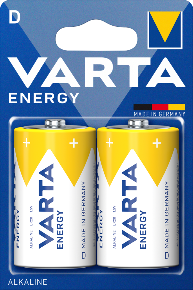 Батарейка Varta ENERGY LR20 D BL2 Alkaline 1.5V (4120) (2 / 20 / 100) (2 шт.)