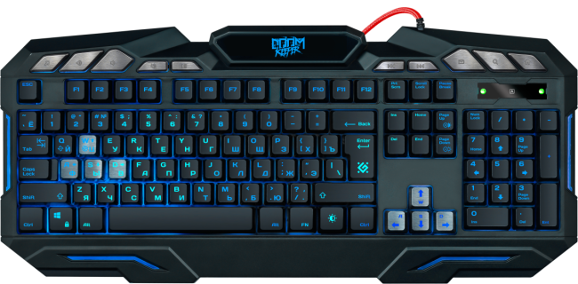 Defender Проводная игровая клавиатура Doom Keeper GK-100DL RU,3-х цветная,19 Anti-Ghost Defender Doom Keeper GK-100DL