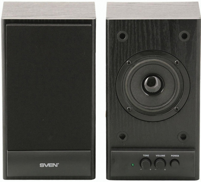 Колонки  деревянные АС SPS-607 (6 Вт), чёрный SVEN SPS-607
