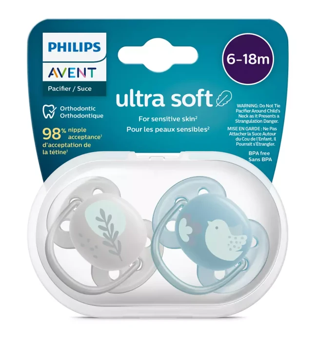 Пустышка ultra soft, птичка/листочки, 6-18 мес., 2 шт. Пустышка ultra soft, птичка/листочки, 6-18 мес., 2 шт.