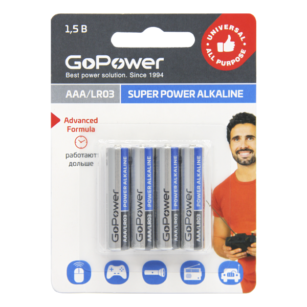 Батарейка AAA Батарейка GoPower LR03 AAA (00-00015602)