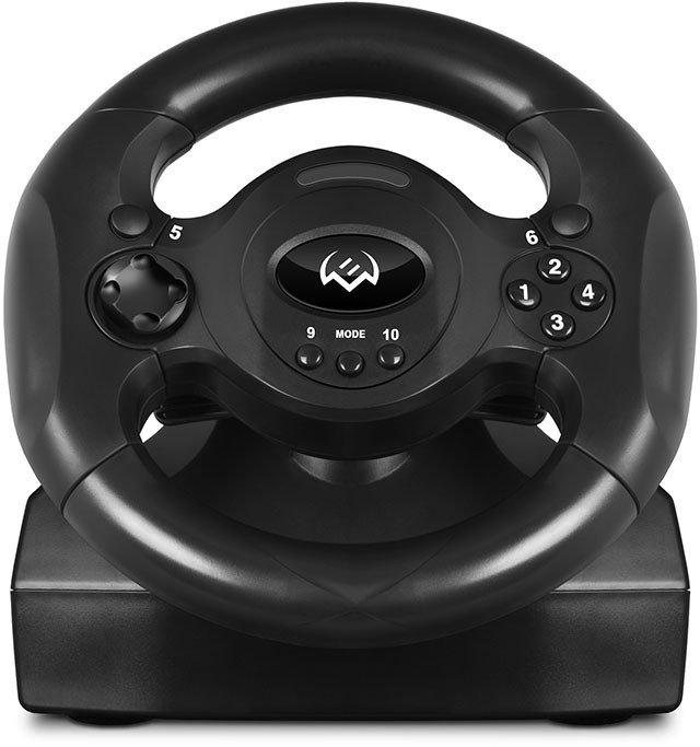 Руль SVEN GC-W300 (педали, вибро, лепестки, D-pad, 10 кл, резин. вставки, PC, цифр. и аналог.) SVEN GC-W300