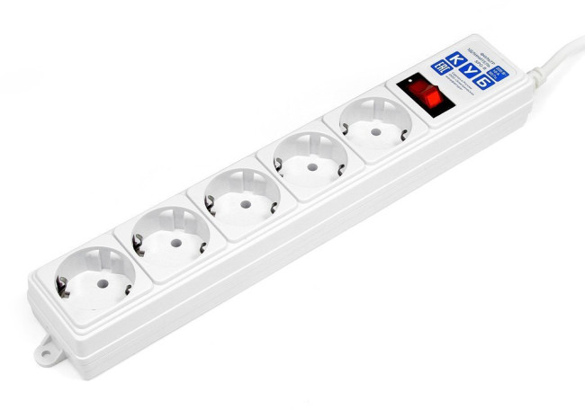 Фильтр-удлинитель Power Cube B 5.0 м 5 розеток (белый) 10А/2,2кВт Power Cube B (5 м, 5 розеток)