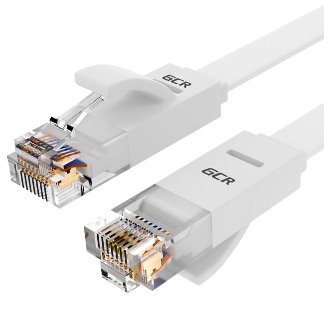 Greenconnect Патч-корд PROF плоский прямой 1.0m, UTP медь кат.6, белый, 30 AWG, ethernet high speed 10 Гбит/с, RJ45, T568B, GCR-51787 Greenconnect RJ45(m) - RJ45(m) Cat. 6 U/UTP PVC 1м белый
