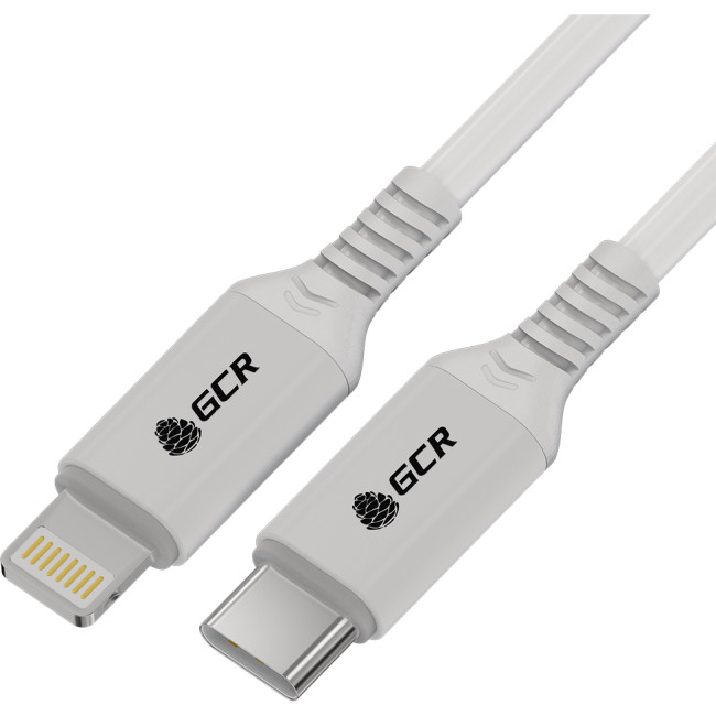 GCR Кабель PREMIUM 1.0m TypeC/Lightning MFI POWER DELIVERY 18 W, быстрая зарядка, белый силикон, AL case белый, белый ПВХ, GCR-53533 Кабель Greenconnect 1 м (GCR-53533)