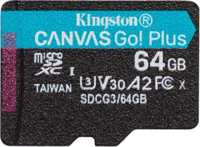 Карта памяти Kingston 64GB microSDXC Canvas Go Plus 170R A2 U3 V30 Card W/O ADP Kingston SDCG3/64GBSP