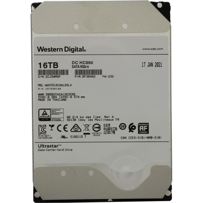 Жесткий диск Western Digital Ultrastar DC HC550 16Tb (WUH721816ALE6L4)