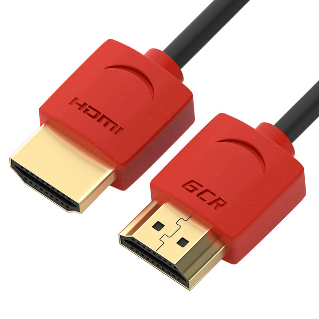 Greenconnect Кабель SLIM 2.0m HDMI 2.0, красные коннекторы Slim, OD3.8mm, HDR 4:2:2, Ultra HD, 4K 60 fps 60Hz, 3D, AUDIO, 18.0 Гбит/с, 32/32 AWG, GCR-51215 Greenconnect HDMI (m) - HDMI (m) 2м