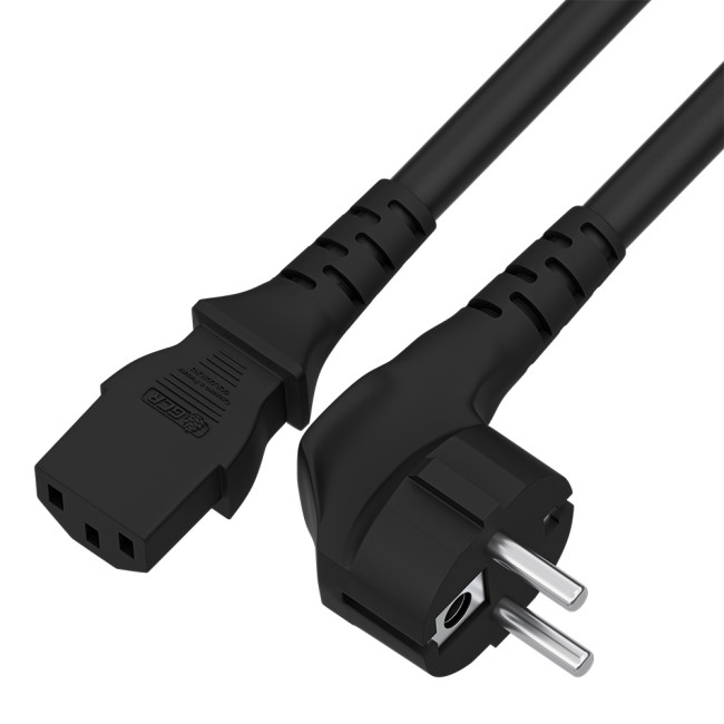 GCR Кабель питания PROF 10.0m, Евровилка угловая - С13, 3*1,0mm, черный, GCR-54381 Greenconnect GCR-54381