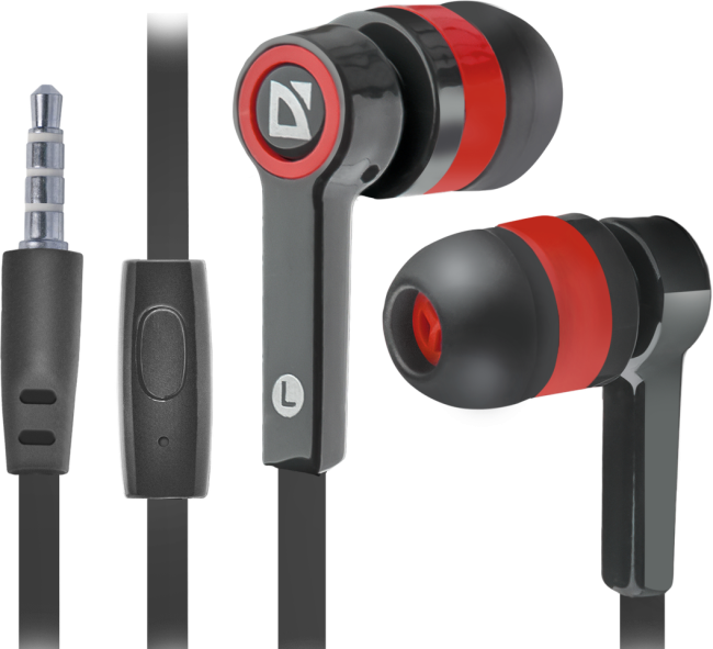 Defender Гарнитура для смартфонов Pulse 420 черный + красный, вставки Defender Pulse 420