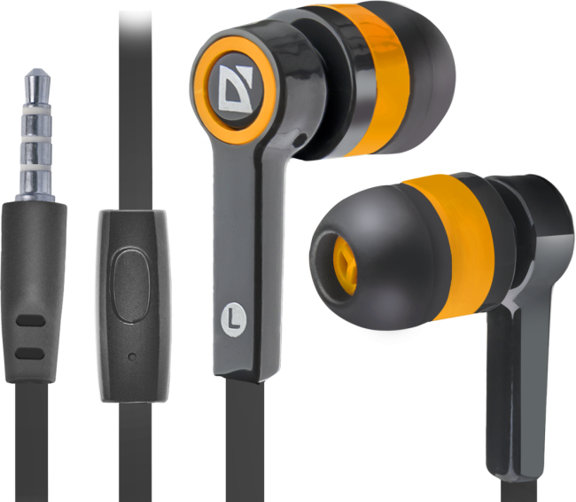 Defender Гарнитура для смартфонов Pulse 420 черный + оранжевый, вставки Defender Pulse 420