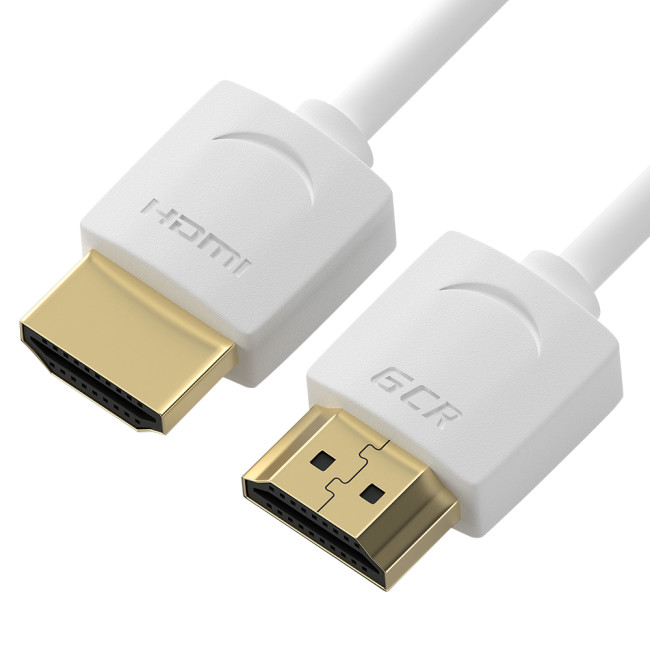 GCR Ультратонкий кабель HDMI2.0 для AppleTV, SLIM, 1.5m, белый, OD3.8mm, HDR 4:2:0, Ultra HD, 4K60Hz, 18.0 Гбит/с, 32/32 AWG Greenconnect HDMI (m) - HDMI (m) 1.5м