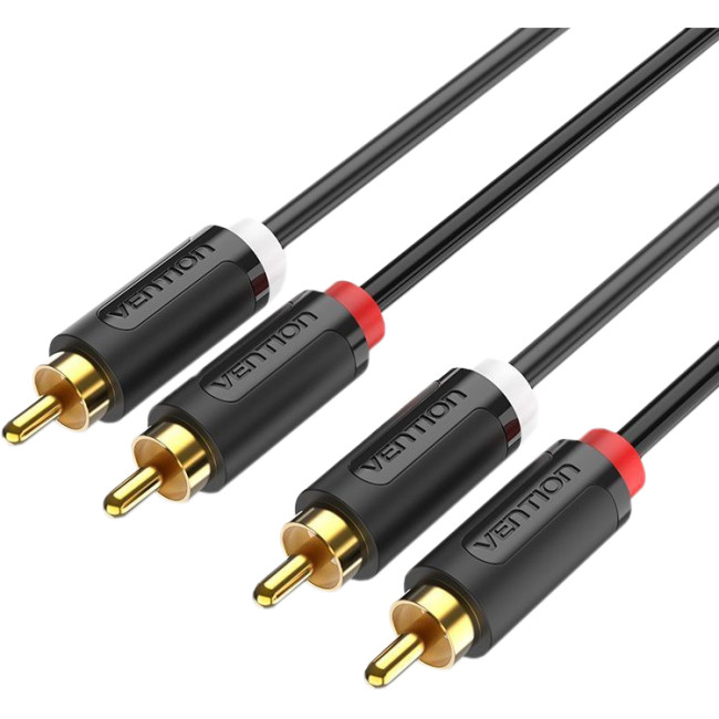Кабель Vention аудио 2RCA M/2RCA M - 2м Чёрный Кабель Vention 2RCA(m)/2RCA(m) - 2 м (BCMBH)