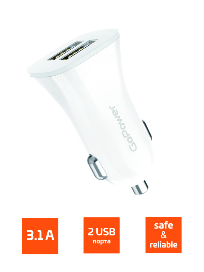 Автомобильное З/У GoPower GPC06-2U 2USB белый GoPower GPC06-2U 2USB