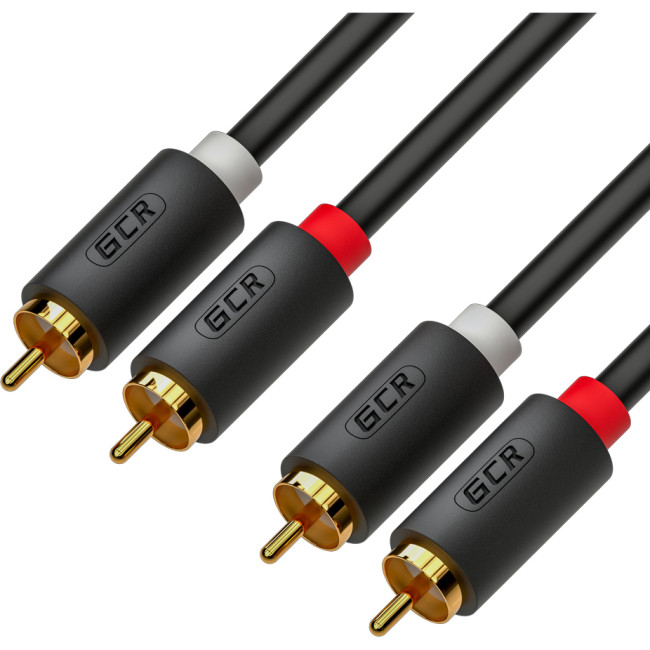 GCR Кабель 7.5m аудио 2 х RCA / 2 х RCA , GOLD, черный, GCR-53117 Greenconnect GCR-53117, 7.5 м