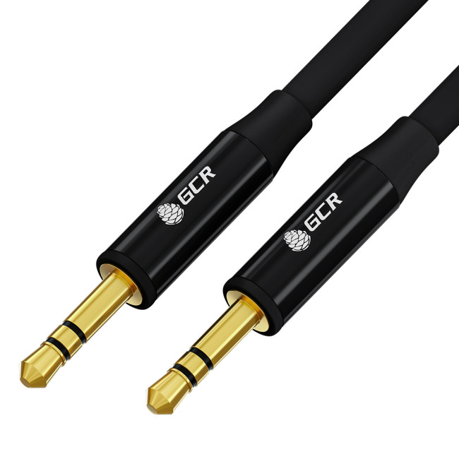 GCR Кабель 1.0m аудио jack 3.5mm/jack 3.5mm черный, GOLD, AL case черный, M/M, GCR-53496 Greenconnect GCR-53496