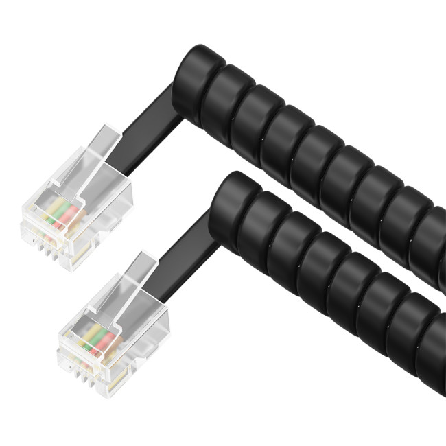 Greenconnect Телефонный шнур витой для трубки  5.0m, RJ9 4P4C (джек) черный, GCR-50966 Greenconnect RJ9 - RJ9 5м