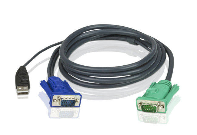Кабель KVM  USB(тип А Male)+HDB15(Male) <->  SPHD15(Male) 5,0м., черный./ATEN ATEN 2L-5205U