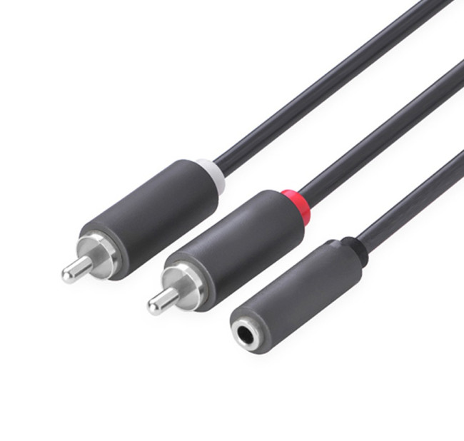 GCR Кабель-переходник 1.0m аудио jack 3,5mm / 2 х RCA, черный, GCR-51842 Greenconnect GCR-51842