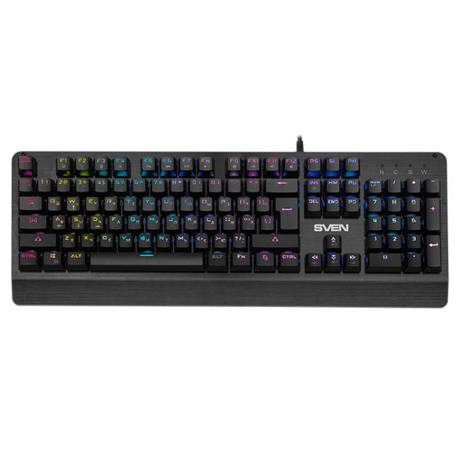 Механическая игровая клавиатура SVEN KB-G9700 (104 кл,+12Fn,RED switch, RGB, мет, корпус) SVEN KB-G9700 (SV-015831)