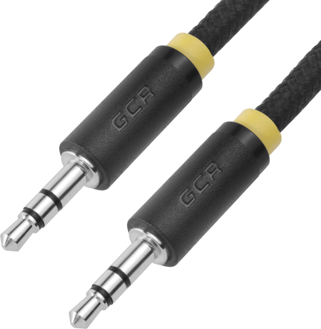 Greenconnect Кабель аудио 1.5m jack 3,5mm/jack 3,5mm, нейлон,  черный, желтая окантовка, ультрагибкий, 28 AWG, M/M, Premium GCR-AVC8114-1.5m, экран, стерео Greenconnect 1.5m jack 3.5mm/jack 3.5mm нейлон
