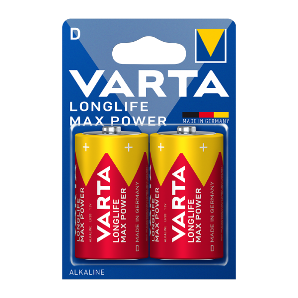 Батарейка Varta LONGLIFE MAX POWER (MAX TECH) LR20 D BL2 Alkaline 1.5V (4720)