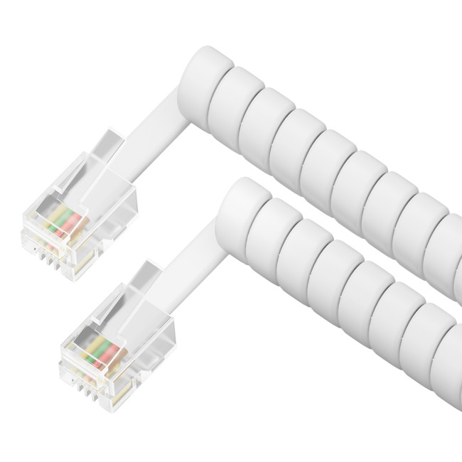 Greenconnect Телефонный шнур витой для трубки  7.5m, RJ9 4P4C (джек) белый, GCR-TPC4P4C-7.5m Greenconnect RJ9 - RJ9 7.5м
