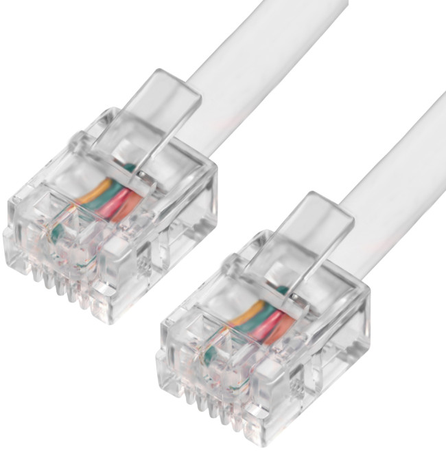 Greenconnect Телефонный шнур удлинитель для аппарата  0.5m GCR-TP6P4C-0.5m, 6P4C (джек 6p4c - jack 6p4c) белый Greenconnect RJ11 - RJ11 0.5м