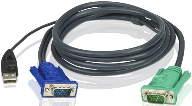 Кабель KVM USB "гидра" 1.8м SHD15M/USB A(M)--SPHD15M(G)/ATEN ATEN 2L-5202U