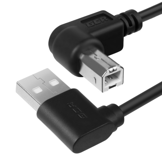Greenconnect Кабель 0.5m USB 2.0, AM угловой/BM угловой, черный, 28/28 AWG, экран, армированный, морозостойкий, GCR-AUPC5AM-BB2S-0.5m Greenconnect USB 2.0 Type-AM - USB 2.0 Type-BM 0.5м
