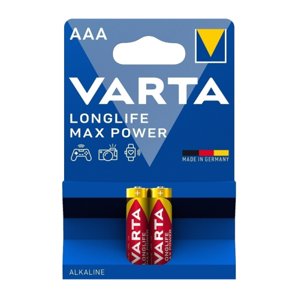Батарейка AAA Батарейка Varta LONGLIFE MAX POWER (MAX TECH) LR03 AAA BL2 Alkaline 1.5V (4703) (2/20/100) (04703101412)