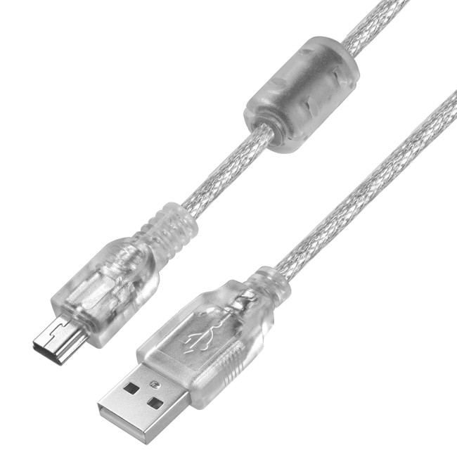 GCR Кабель PROF 2.0m USB 2.0, AM/mini 5P, прозрачный, ферритовые кольца, 28/24 AWG, экран, армированный, морозостойкий, GCR-UM1M5P-BD2S-2.0m GreenConnect GCR-UM1M5P-BD2S-2.0m
