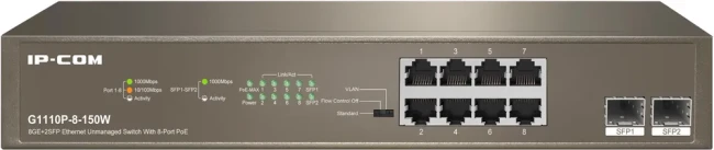 Неуправляемый PoE коммутатор Tenda G1110P-8-150W